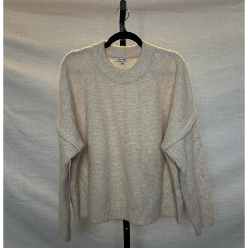Madewell Sweater Large Crew Neck Beige Dolman Sleeve Oversize Soft